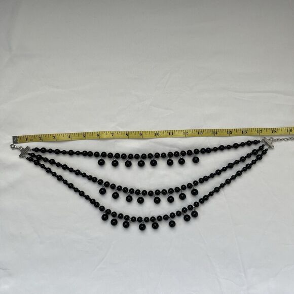 Talbots Black Glass ?? Beaded Multi strand Necklace, elegant, statement piece - Picture 4 of 5